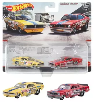 Hot Wheels Premium 2 Pack Plymouth Cuda Duster Funny Car years old and HFF29 72 FC/Plymouth [3 up] Yellow/Red