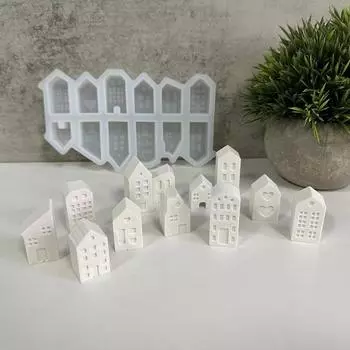 House 3D Silicone Moulds Reusable House Handicraft Mold Ornament House Shaped Candlestick Silicone Mould for Home Decor