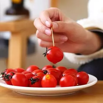 Household Carbonized Toothpick Disposable Fruit Fork Bamboo Toothpick Fruit Pick Canister Double Head Fine Toothpick