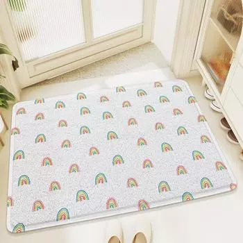 Household Cartoon Rainbow Ins Floor Mat Entry Door Dirty Porch Non-slip Wire Ring Pvc Dust Scraping Sand Carpet 45*75cm