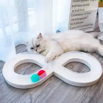 Игрушка для кошек, вращающаяся подставка для домашних животных, набор для дразнения кошек, небольшой туннель для кошек, спортивные палки, принадлежности для тренировок, фокусировки, встречи с природой, вращающаяся подставка для домашних животных белый