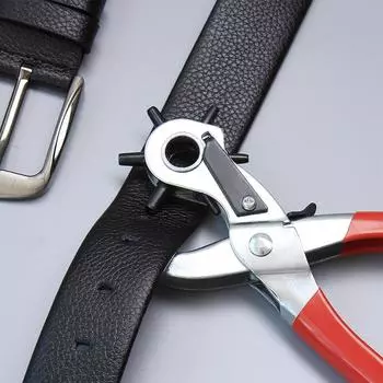 Household Leather Hole Punch,9 Belt Hole Puncher for Leather Heavy Duty, 6 Size Revolving Leather Belt Hand Hole Puncher красный