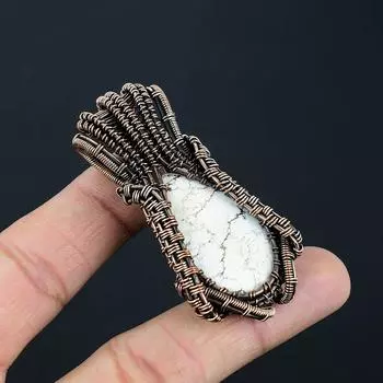 Howlite драгоценный камень ручной работы медная проволока обертка ювелирные изделия кулон для свадебного подарка 2.56 Inches белый