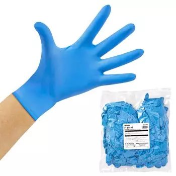 HOZAN Nitrile Gloves 100 Suitable for Compliant with ESD-Protective (Size M, count) - ESD-Protected Areas, RCJS-5-1 (IEC 61340-5-1) Standards, F-68-M синий