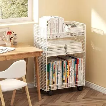 Хранение Nordic Bookcase Mobile Display White Small Bookcase Bedside Boards Estante Para Livros Modern Furniture Livingroom