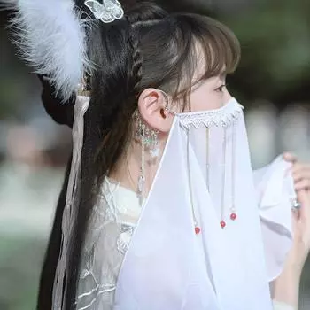 Хрустальная вуаль для лица Hanfu с кисточками, китайские аксессуары Hanfu, элегантное покрытие для лица, марля для девочек