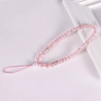 Хрустальные бусины для телефона, короткий шнурок, однотонный шнурок для девочек, DIY, устойчивый к падению, шнурок через шею, плоские бусины 16CM белый