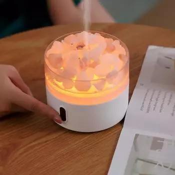 Хрустальный камень, USB-диффузор с ароматом эфирного масла, увлажнитель воздуха с теплой лампой для бытовой техники, электрический генератор тумана для ароматерапии White