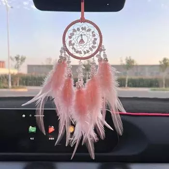 Хрустальный ловец снов, подвески для зеркала заднего вида в салоне автомобиля, подвески для автомобиля, двойные колокольчики, аксессуары для декора автомобиля белый
