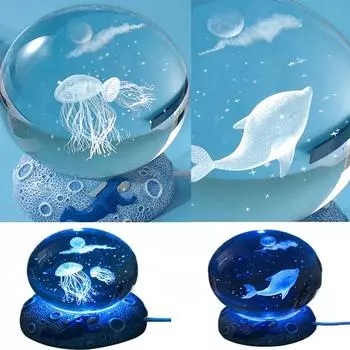 Хрустальный шар, ночники, USB 3D атмосферная лампа, светящаяся морская медуза, настольная ночная лампа, настольные украшения, подарки для детей, ночник