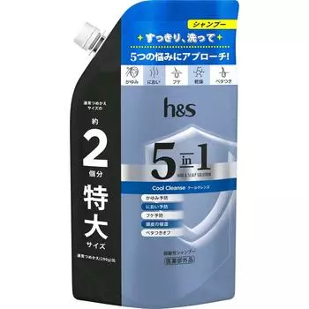 HSPG JAPANS 5 В 1 Охлаждающий очищающий шампунь Сменный блок Очень большой размер 560 г