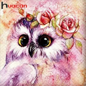 Huacan 5D алмазная живопись полная круглая сова Алмазная вышивка распродажа цветок сова стразы картины Алмазная мозаика 30*30 cm