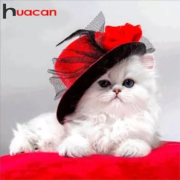 Huacan 5D DIY алмазная живопись роспись мультфильм животные кошки мозаика вышивка животных вышивка крестиком ремесла украшения 30*30 cm
