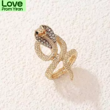Huatang Personality Snake Shape Joint Midi Rings For Women Luxury Crystal Geometry Animal Metal Lifan Gold Jewelry Anillos 19725