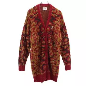 HUF Overall handle Long sleeve Shaggy Long cardigan S Red series Women Used