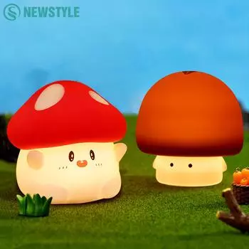 Hug Mushroom Lamp LED Night Light Cute Silicone Lamp Silicone Lamp Nursery Sleep Bedside Light Rechargeable Decor Gift Toy