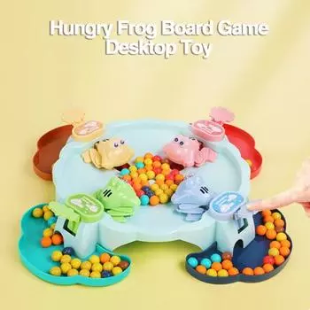 Hungry Frog Game Fun 4 игрока Декомпрессия Повседневная быстро развивающаяся игрушка для поедания мячей для семейных игр по ночам светло-синий