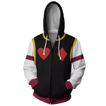 Hunter Hisoka Hunter Killua Zoldyck Zipper Jacket Cosplay Costume Hoodie Coat BlackWhite Hisoka,XL