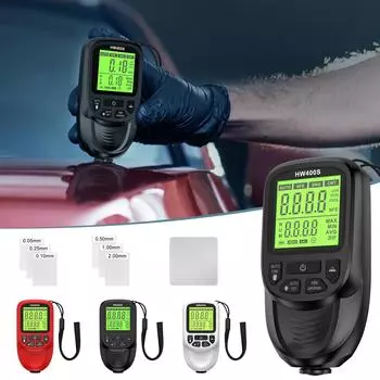 HW400S Car Paint Film Automatic Thickness Gauge 0-2000UM Fe and NFe Probe Car Paint Coating Thickness Gauge красный