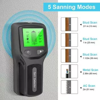 HW430 5in1 Wall Stud Detector LCD Display Multifunctional Handheld for Wood AC Wire Cable Metal Detector Electric Wall Finder SC