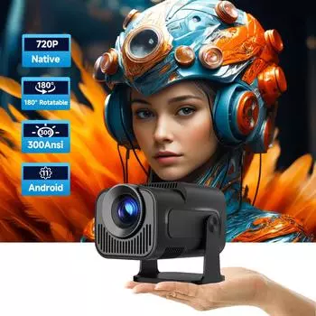 HY320 Mini новый оригинальный 720P Android 11 4K проектор 300ANSI Wifi6 BT5.0 кинотеатр уличный портативный проектор с поворотом на 180° US PLUG