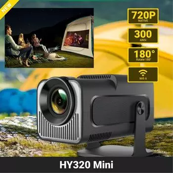 HY320 Mini новый оригинальный 720P Android 11 4K проектор 300ANSI Wifi6 BT5.0 кинотеатр уличный портативный проектор с поворотом на 180° EU Plug чёрный