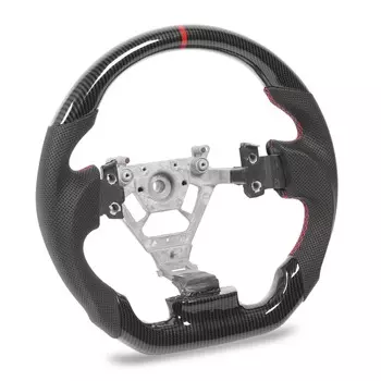 Hydro Dip Carbon Fiber Look Steering Wheel Perforated Leather Flat Steering Wheel For 350z 20032008 Red Stitching чёрный