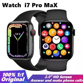 I7 Pro Max Smart Watch Series 7 8 Phone Call Custom Watch Face Sport Waterproof Women Man Wireless Charger I8promax Smart Watch With Original Box