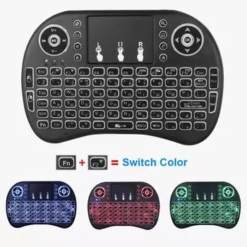 i8 Mini Keyboard 2.4GHz Беспроводная клавиатура 3-цветная подсветка английская русская воздушная мышь с сенсорной панелью Пульт дистанционного управления для ПК ноутбука