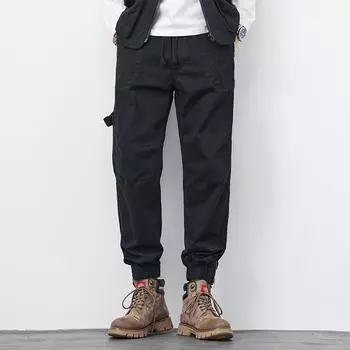 И Harlan Work Pants Men s Plus Fat Plus Size Trendy Fat Loose Leg Брюки Спортивные Штаны M серый