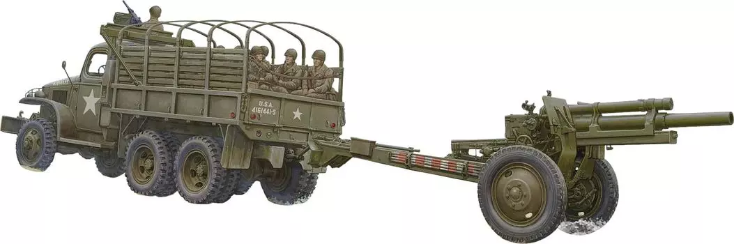 I Love Kit American Machine Gun Turret 105mm Howitzer Plastic Model ILK63567 1/35 CCKW-352 Type/M2A1