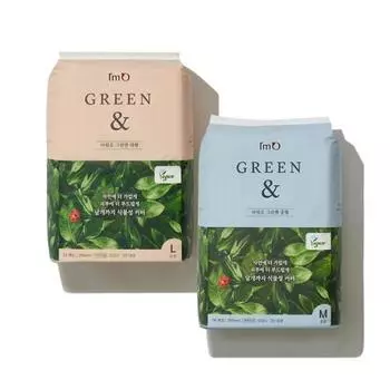 I m O Vegetable Cover with Comfortable Wings Green & Vegan Sanitary Pads Choose 2 types (Medium 26P / Large 24P) I m O Green & Medium 26P