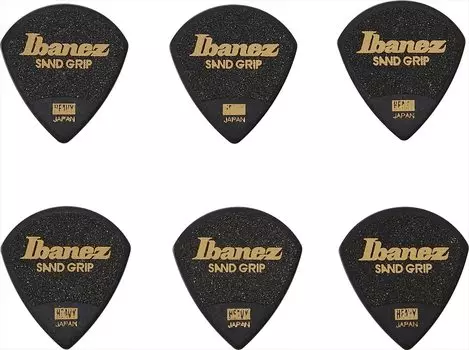 Ibanez Grip Wizard Series Sand Grip Pick Black PPA18HSGBK [HEAVY] 6-Pack