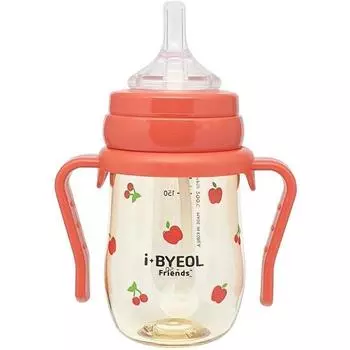 Ibyeol Friends Infant PPSU Чашка соломенная Apple Cherry 180 мл, Красный, 1 шт.