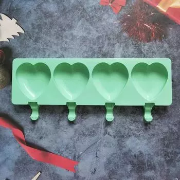 Ice Cream Mold Heart Shape Silicone Popsicle Form Maker Lolly Moulds Cube Tray for Party Bar Decoration Fondant Molds