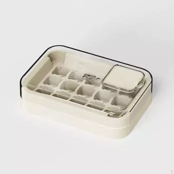 Ice Cube Maker Tray Easy Release Portable Makes 15 Cubes with Lid for Chocolate Beverage Coffee белый