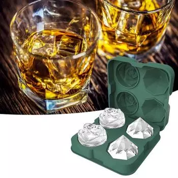 Ice Cube Tray Mold Rose Shape Leak-proof Silicone 4 Cavity Small Funnel Ice Tray Mold for Gifts