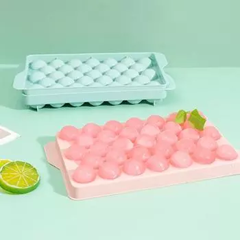 Ice Cube Tray Round Tasteless PP 33 Grids Cocktails Reusable Ice Tray Mold for Juice синий