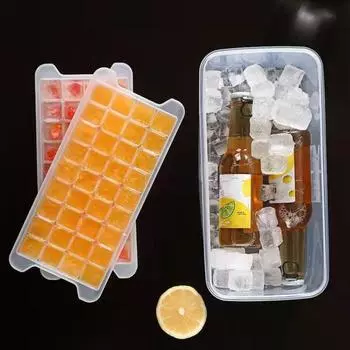 Лоток для кубиков льда с крышками. Контейнер для лопаток. 32 полости. Поворотный выпуск. Штабелируемая форма для кубиков льда. Создатель кубиков льда для коктейлей, газированных напитков, кофе. Кухонные гаджеты. Four Layer