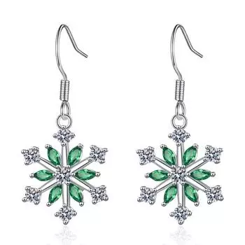 Ice Flower Earrings for Women Symmetrical Snowflakes Inlaid Diamond Earrings Temperament Japanese and Korean Simple Copper Inlaid Zircon Earrings