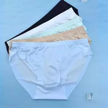 Ice Silk Летние ультратонкие мужские трусы 3D прозрачные бесшовные трусы мужское сексуальное дышащее нижнее белье L белый