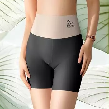 Ice Silk Safety Short трусики женские трусы с высокой талией утягивающие боксеры нижнее белье под юбку эластичные защитные трусы M чёрный