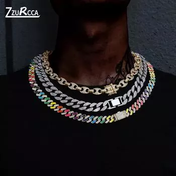 Iced Out кубинское звено-цепочка золотого цвета со стразами мужское ожерелье блестящее рэперское ожерелье для мужчин хип-хоп corrente masculina 30inches(75cm)