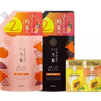 Ichikami Double Moisturizing Shampoo Conditioner, большой объем, сменный набор с бонусом, шампунь с аминокислотами, уход за поврежденными волосами [Dense Care] |