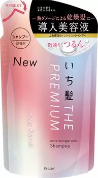 Ichikami THE PREMIUM Extra Damage Care Шампунь для волос Уход за волосами Восстановление Сменный блок 340 мл 340 мл (Шелковисто-гладкий) Несиликоновый (х 1)