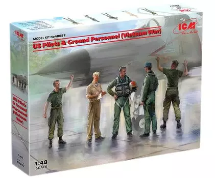 ICM Американский пилот и наземная команда Набор Пластиковая модель 48087 1/48