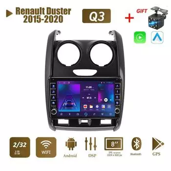 icreative Android для Renault Duster 2015-2020 с кнопочной ручкой, автомобильный CarPlay, радио, видео, мультимедиа, GPS-плеер, 2 + 32 ГБ 1+16GB