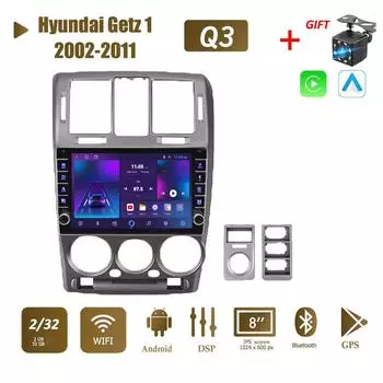 icreative Автомобильный радиоприемник с Wi-Fi, стерео мультимедиа для Hyundai Getz 1 2002-2011 с кнопочной ручкой Android 2Din GPS Navi Carplay Auto 2 + 32 ГБ 1+16GB