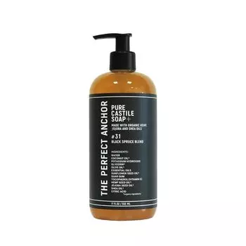 Идеальное мыло Anchor Pure Castile Soap Plus 502 мл, очищающее мыло для лица и тела с экстрактом черной ели, мыло для рук