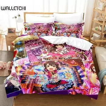 Idol Singer Bedding Set Single Twin Full Queen King Size Bed Set Adult Kid Bedroom Duvet cover Sets 3D Print Anime Love Live! 70x133cm 2pcs